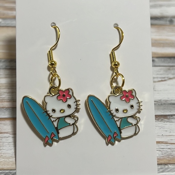 Aeliks Jewelry - G4 - Hello Kitty Surfing Earrings with 925 sterling hooks